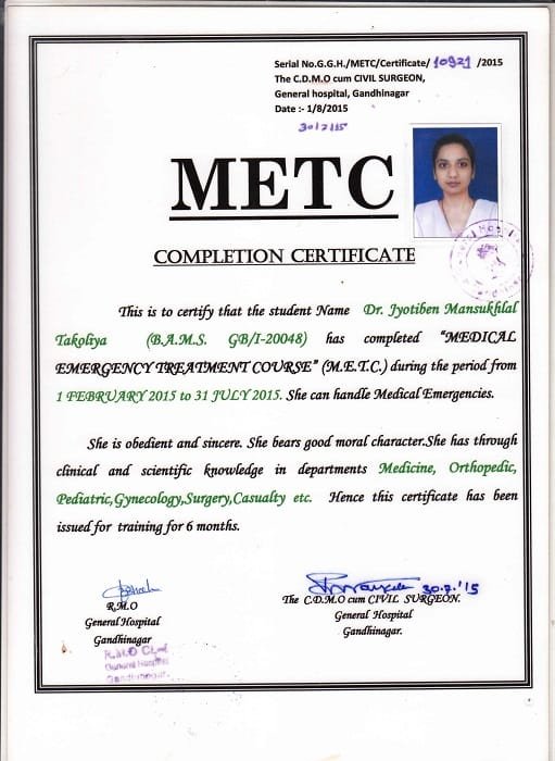 Medical Emergency Treatment Course